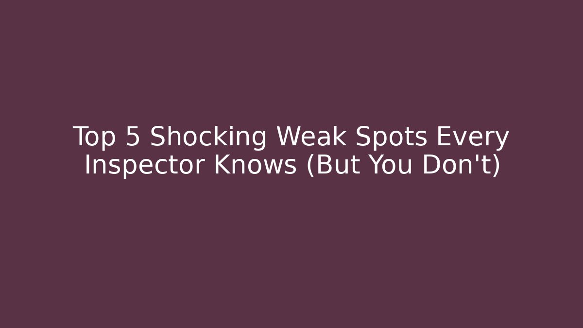 Top 5 Shocking Weak Spots Every Inspector Knows (But You Don't)
