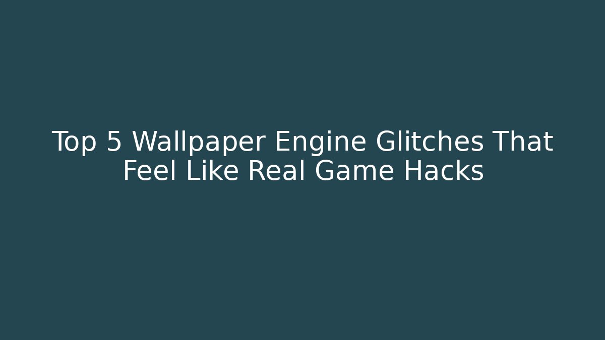 Top 5 Wallpaper Engine Glitches That Feel Like Real Game Hacks