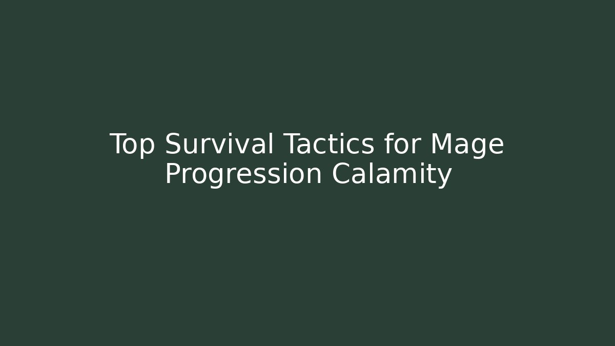 Top Survival Tactics for Mage Progression Calamity