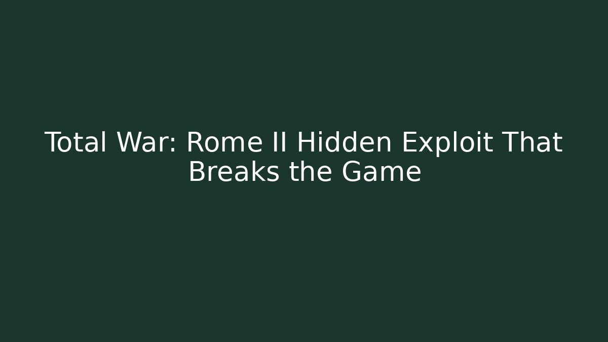 Total War: Rome II Hidden Exploit That Breaks the Game