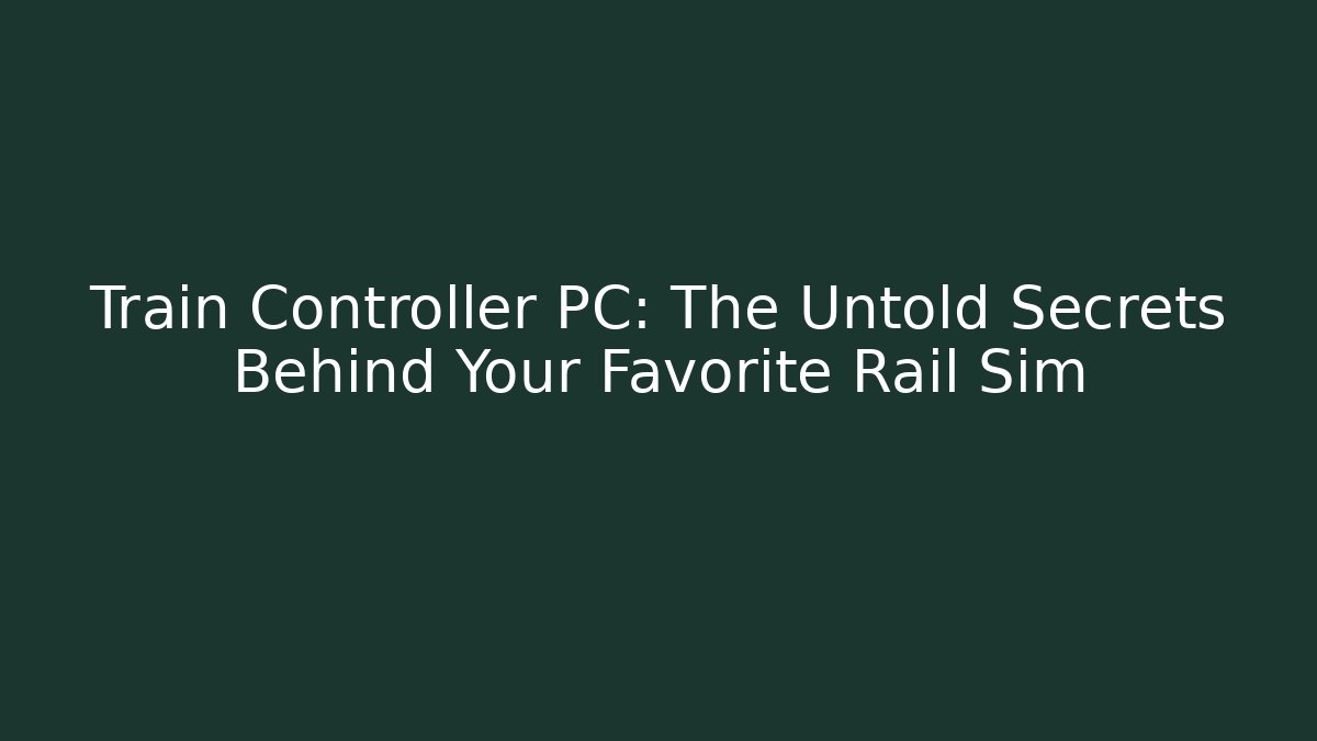 Train Controller PC: The Untold Secrets Behind Your Favorite Rail Sim