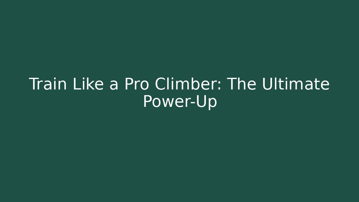 Train Like a Pro Climber: The Ultimate Power-Up - Critter Realm