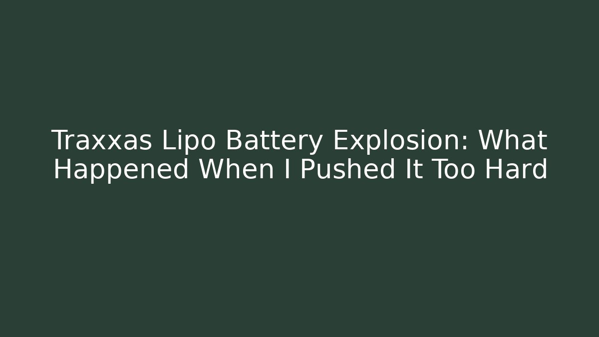 Traxxas Lipo Battery Explosion: What Happened When I Pushed It Too Hard