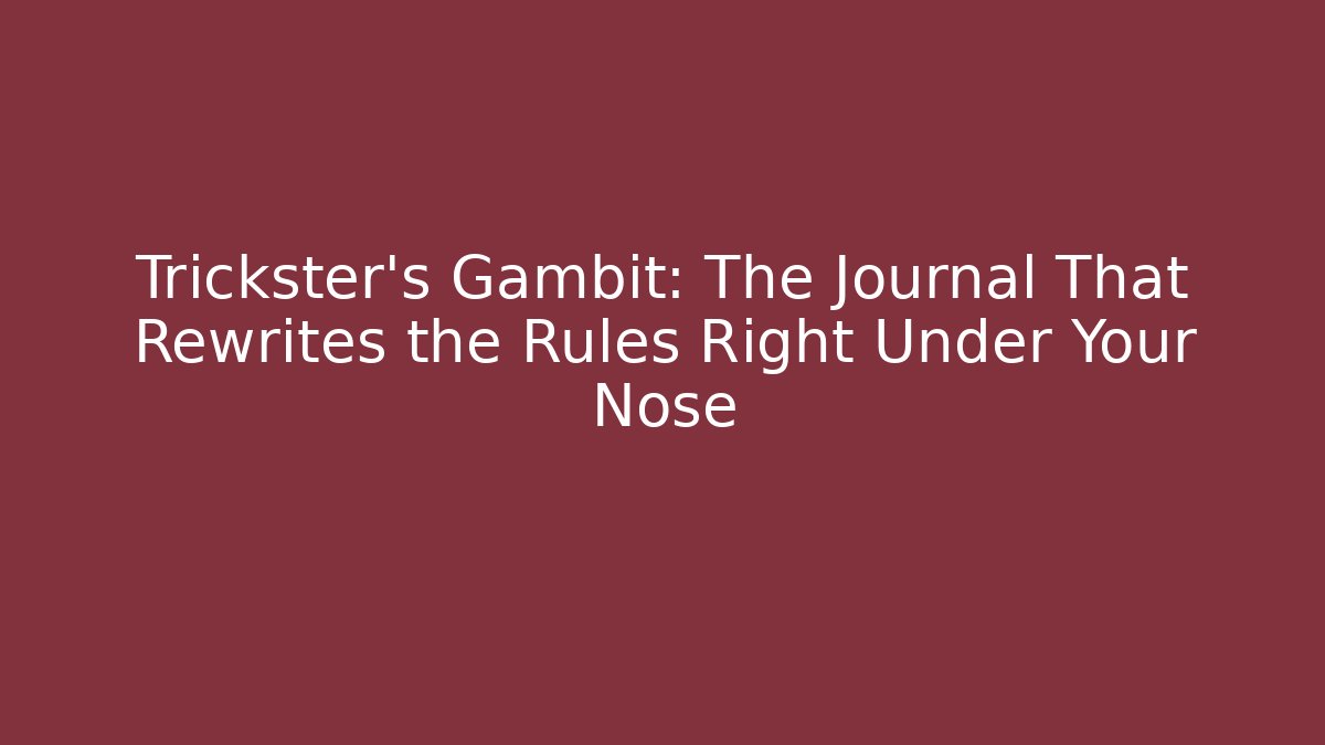 Trickster's Gambit: The Journal That Rewrites the Rules Right Under Your Nose