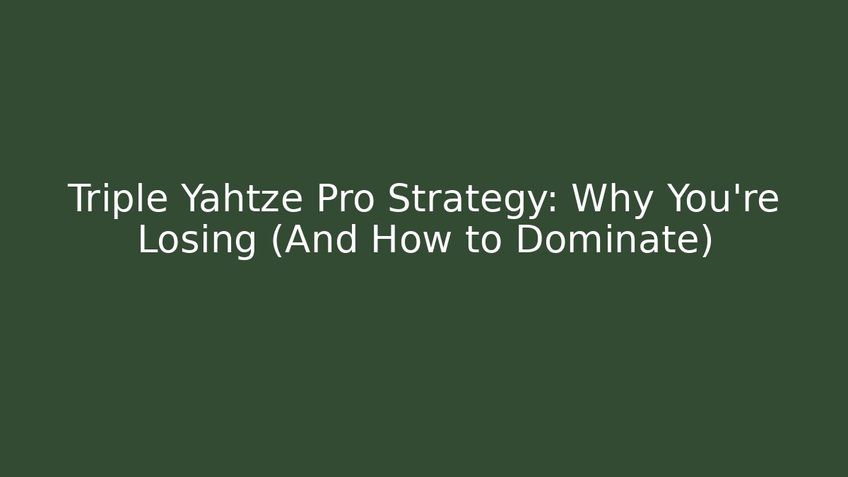 Triple Yahtze Pro Strategy: Why You're Losing (And How to Dominate)