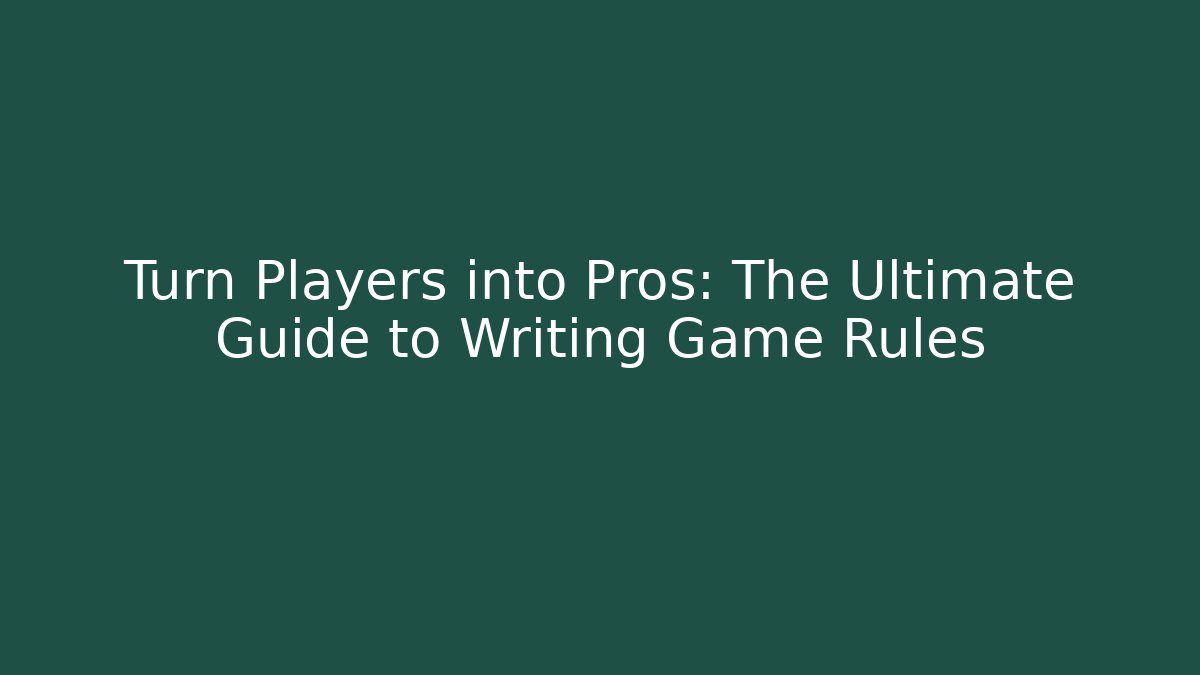 Turn Players into Pros: The Ultimate Guide to Writing Game Rules