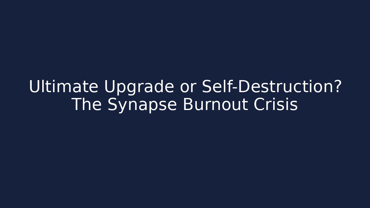 Ultimate Upgrade or Self-Destruction? The Synapse Burnout Crisis