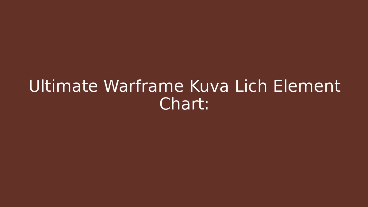 Ultimate Warframe Kuva Lich Element Chart: