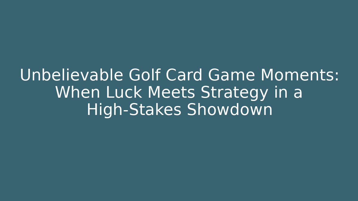 Unbelievable Golf Card Game Moments: When Luck Meets Strategy in a High-Stakes Showdown