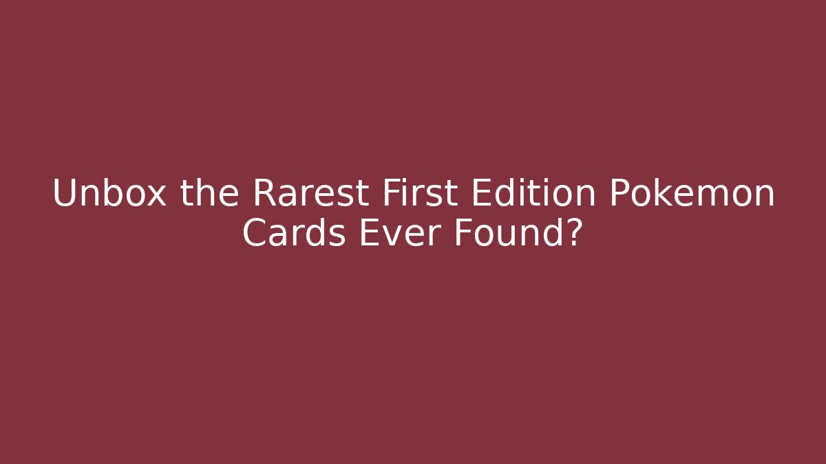 Unbox the Rarest First Edition Pokémon Cards Ever Found? - Critter Realm