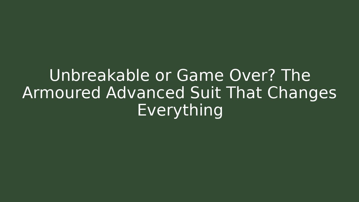 Unbreakable or Game Over? The Armoured Advanced Suit That Changes Everything - Critter Realm