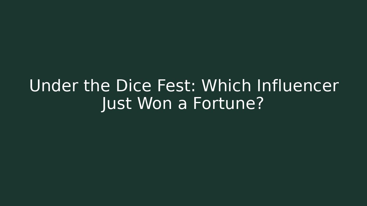 Under the Dice Fest: Which Influencer Just Won a Fortune?