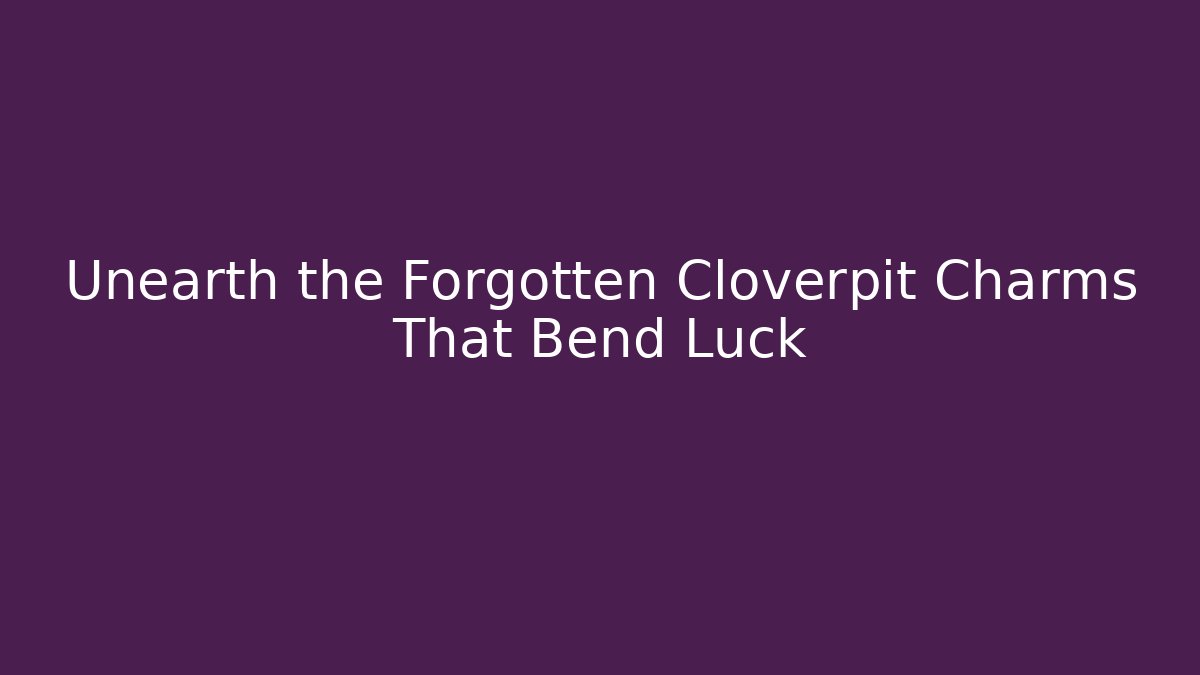 Unearth the Forgotten Cloverpit Charms That Bend Luck