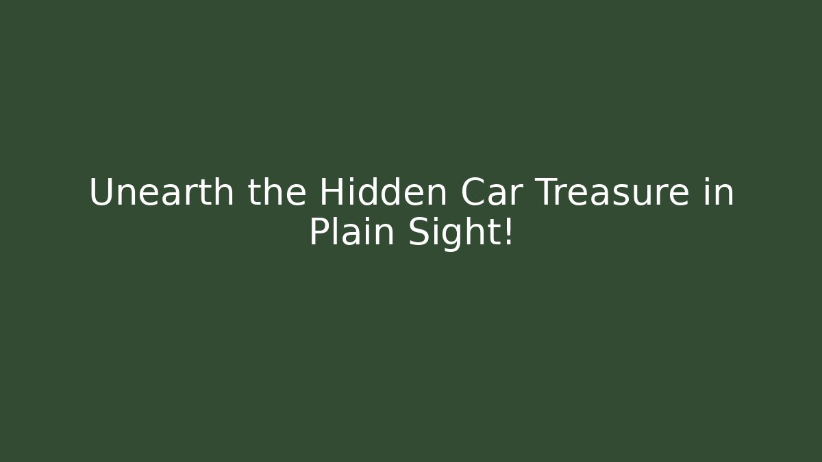 Unearth the Hidden Car Treasure in Plain Sight!