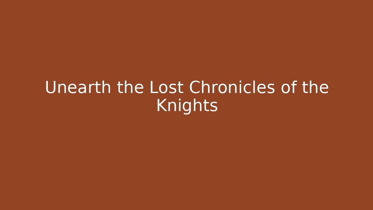 Unearth the Lost Chronicles of the Knights