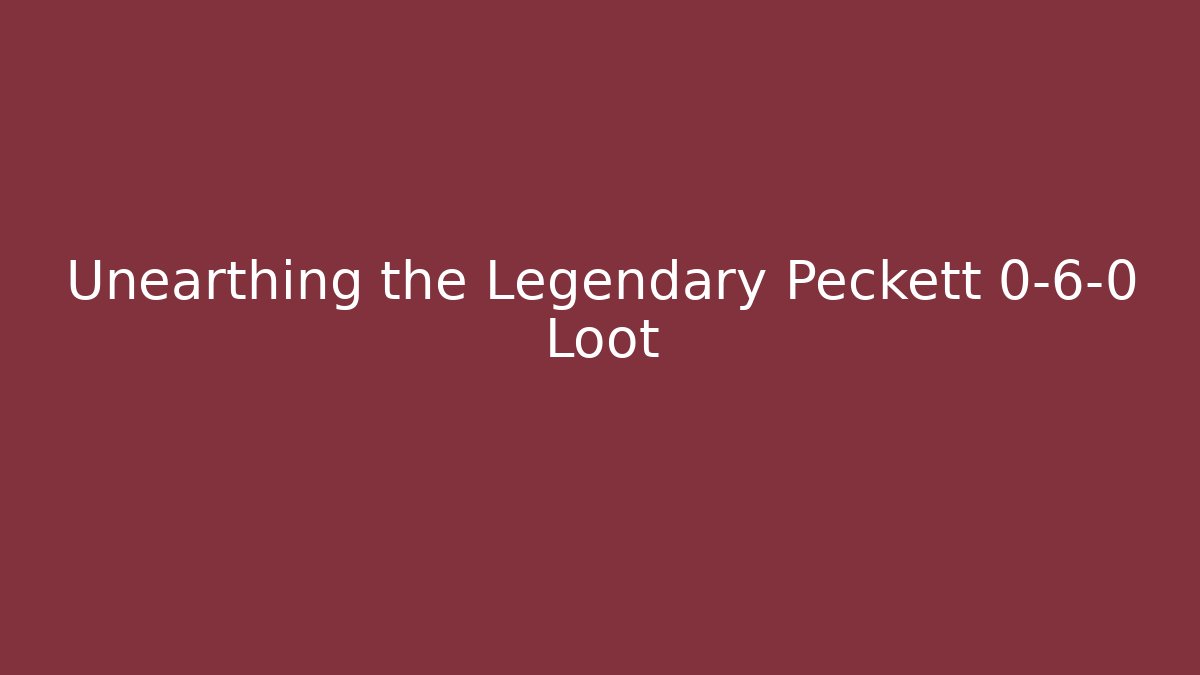 Unearthing the Legendary Peckett 0-6-0 Loot