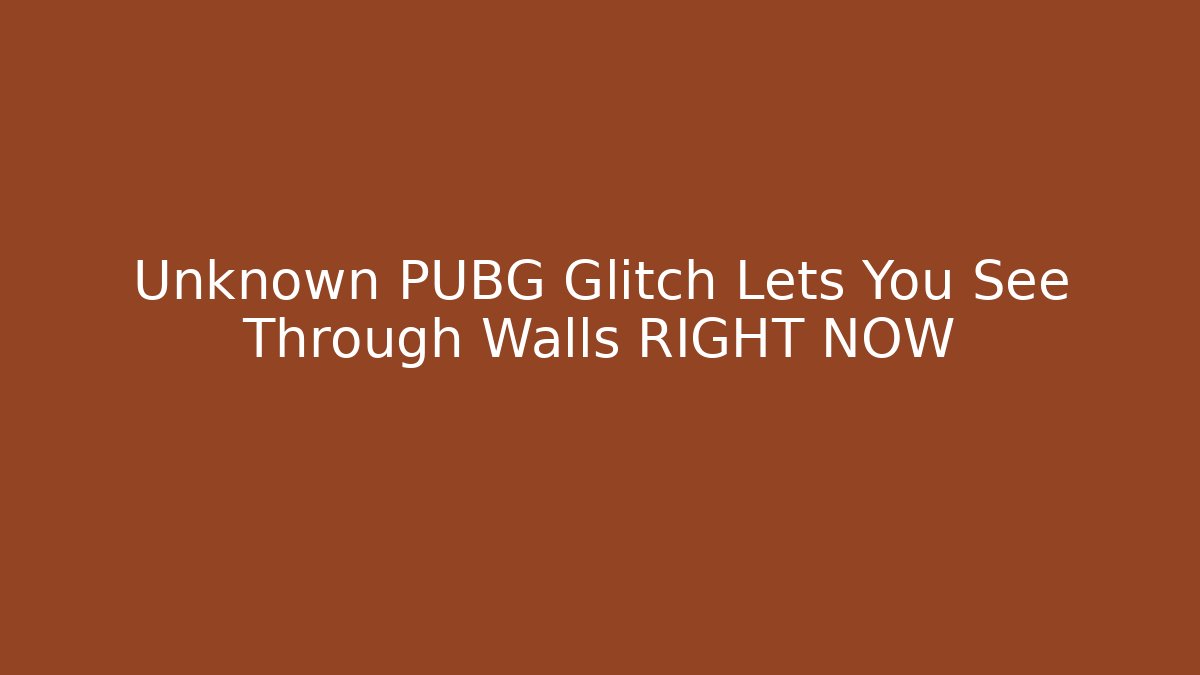 Unknown PUBG Glitch Lets You See Through Walls RIGHT NOW
