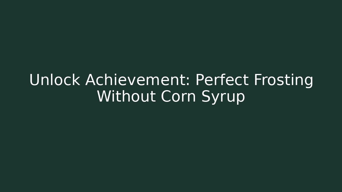 Unlock Achievement: Perfect Frosting Without Corn Syrup