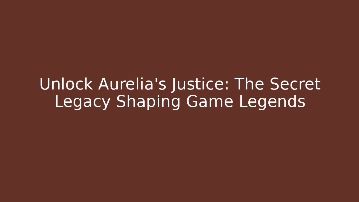 Unlock Aurelia's Justice: The Secret Legacy Shaping Game Legends