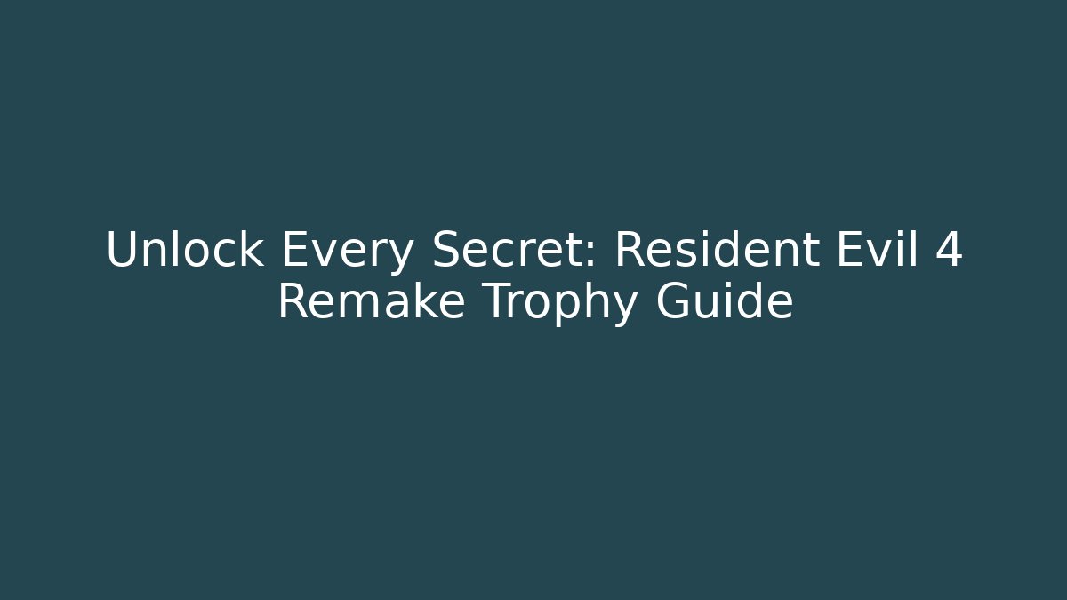 Unlock Every Secret: Resident Evil 4 Remake Trophy Guide