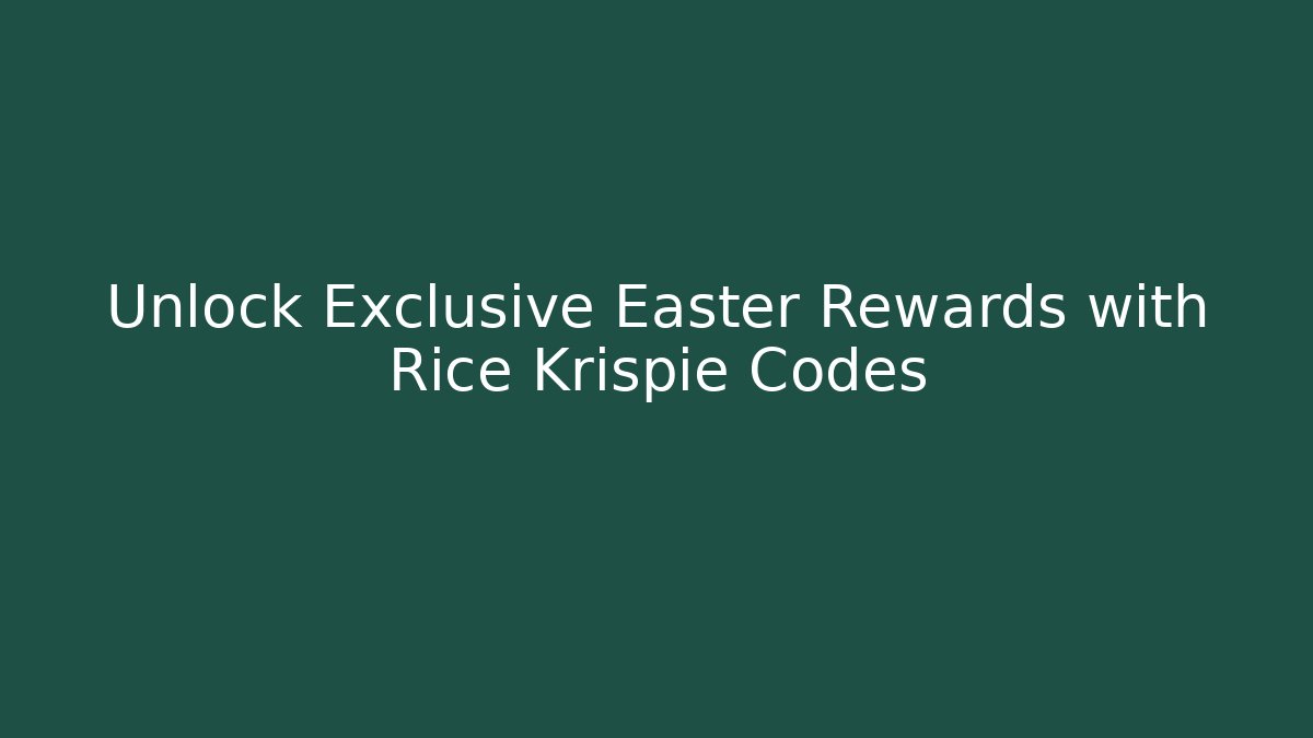 Unlock Exclusive Easter Rewards with Rice Krispie Codes - Critter Realm