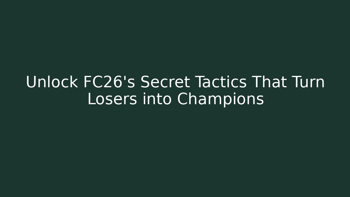 Unlock FC26's Secret Tactics That Turn Losers into Champions