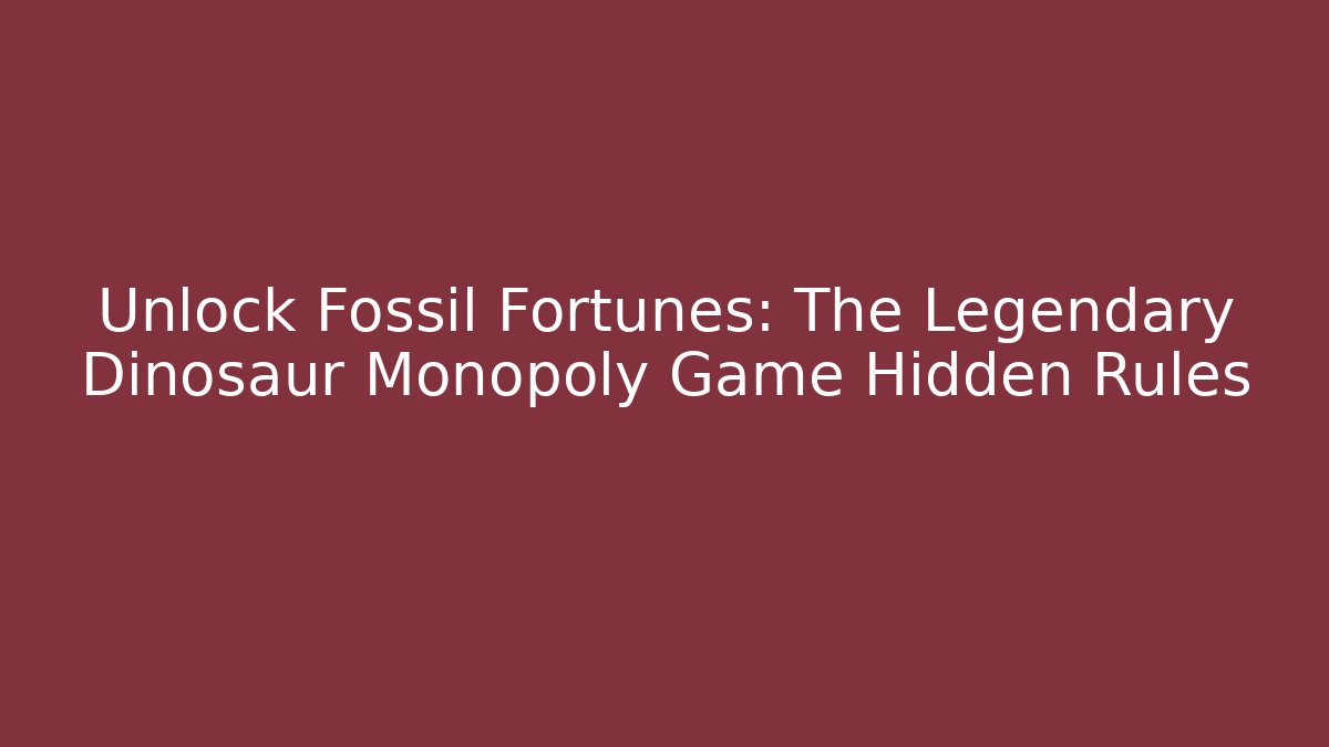 Unlock Fossil Fortunes: The Legendary Dinosaur Monopoly Game Hidden Rules