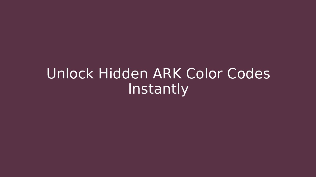 Unlock Hidden ARK Color Codes Instantly - Critter Realm