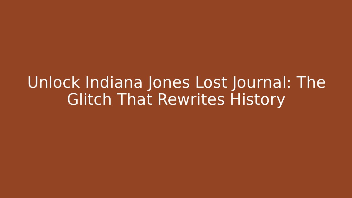 Unlock Indiana Jones Lost Journal: The Glitch That Rewrites History