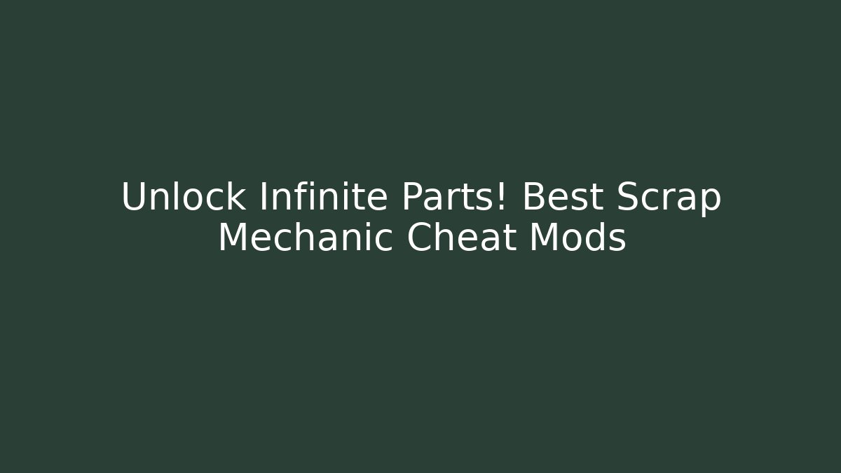 Unlock Infinite Parts! Best Scrap Mechanic Cheat Mods - Critter Realm