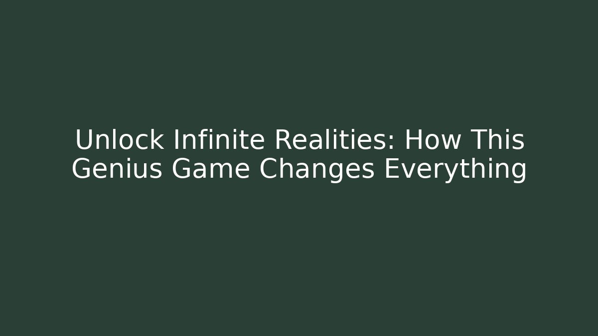 Unlock Infinite Realities: How This Genius Game Changes Everything