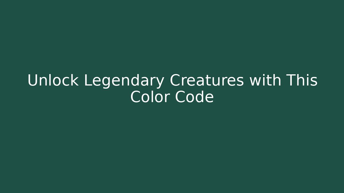 Unlock Legendary Creatures with This Color Code - Critter Realm