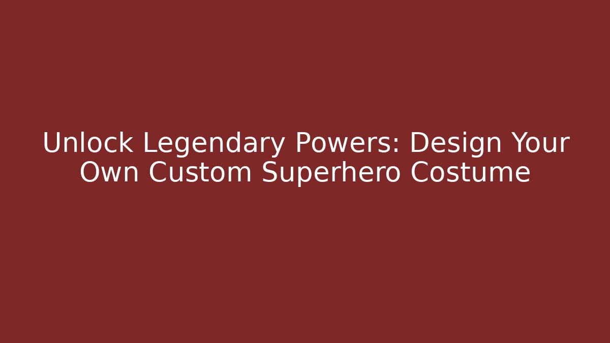 Unlock Legendary Powers: Design Your Own Custom Superhero Costume