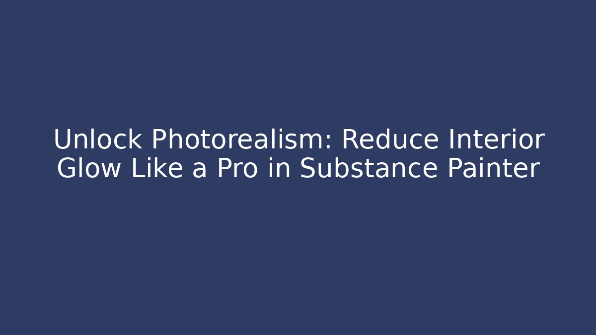 Unlock Photorealism: Reduce Interior Glow Like a Pro in Substance Painter