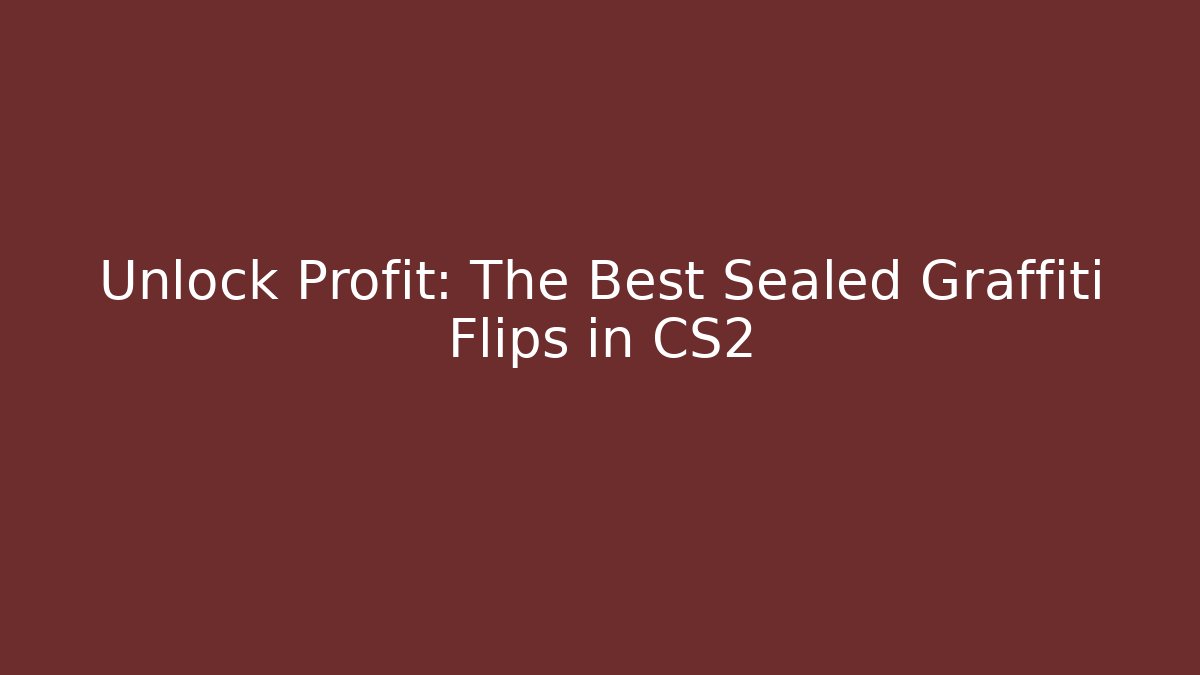 Unlock Profit: The Best Sealed Graffiti Flips in CS2