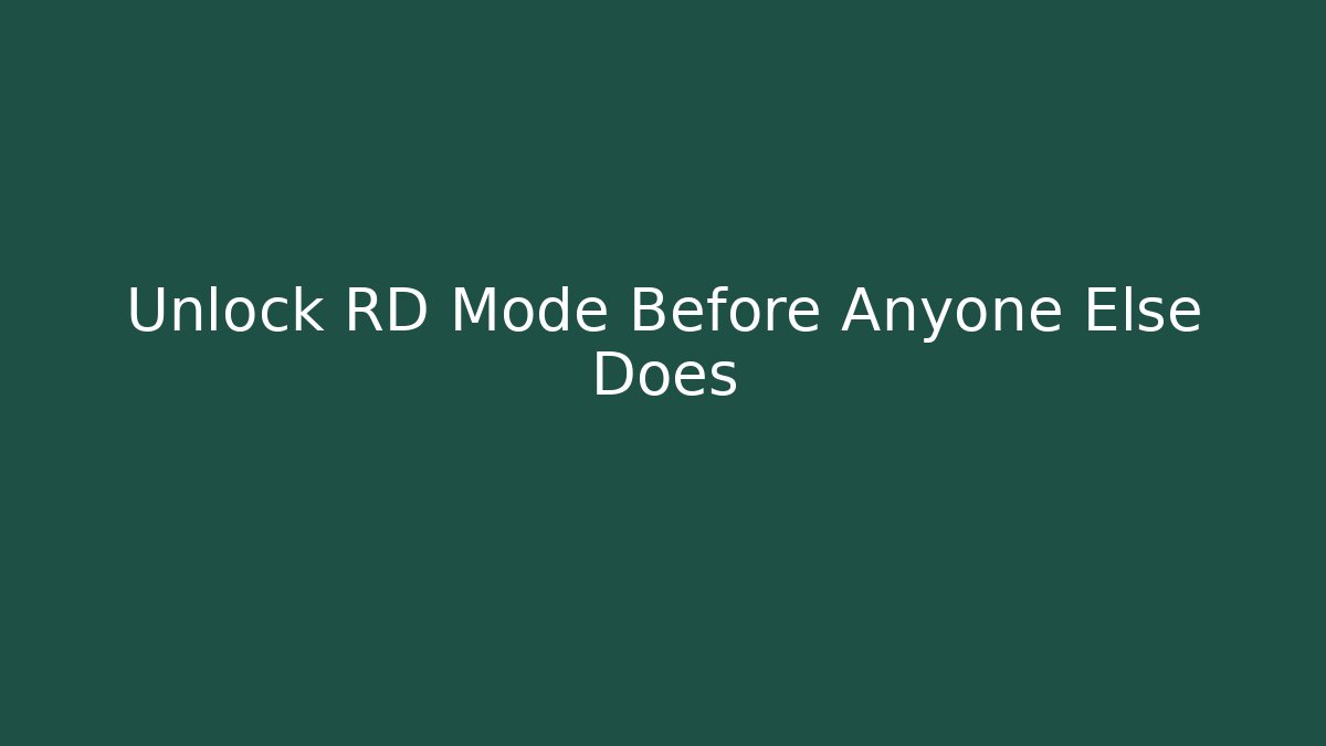 Unlock RD Mode Before Anyone Else Does - Critter Realm
