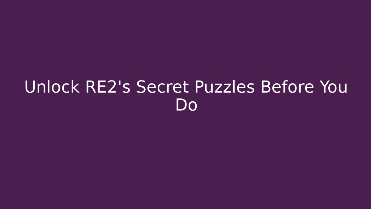 Unlock RE2's Secret Puzzles Before You Do