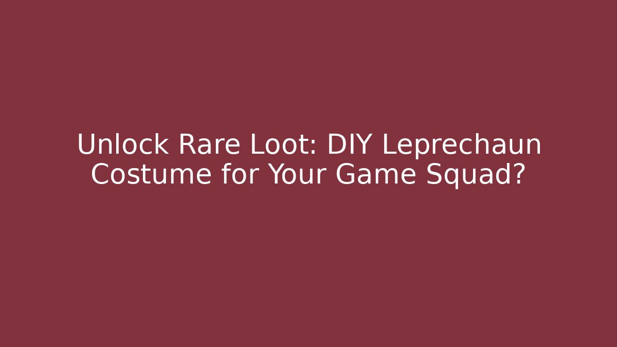 Unlock Rare Loot: DIY Leprechaun Costume for Your Game Squad?