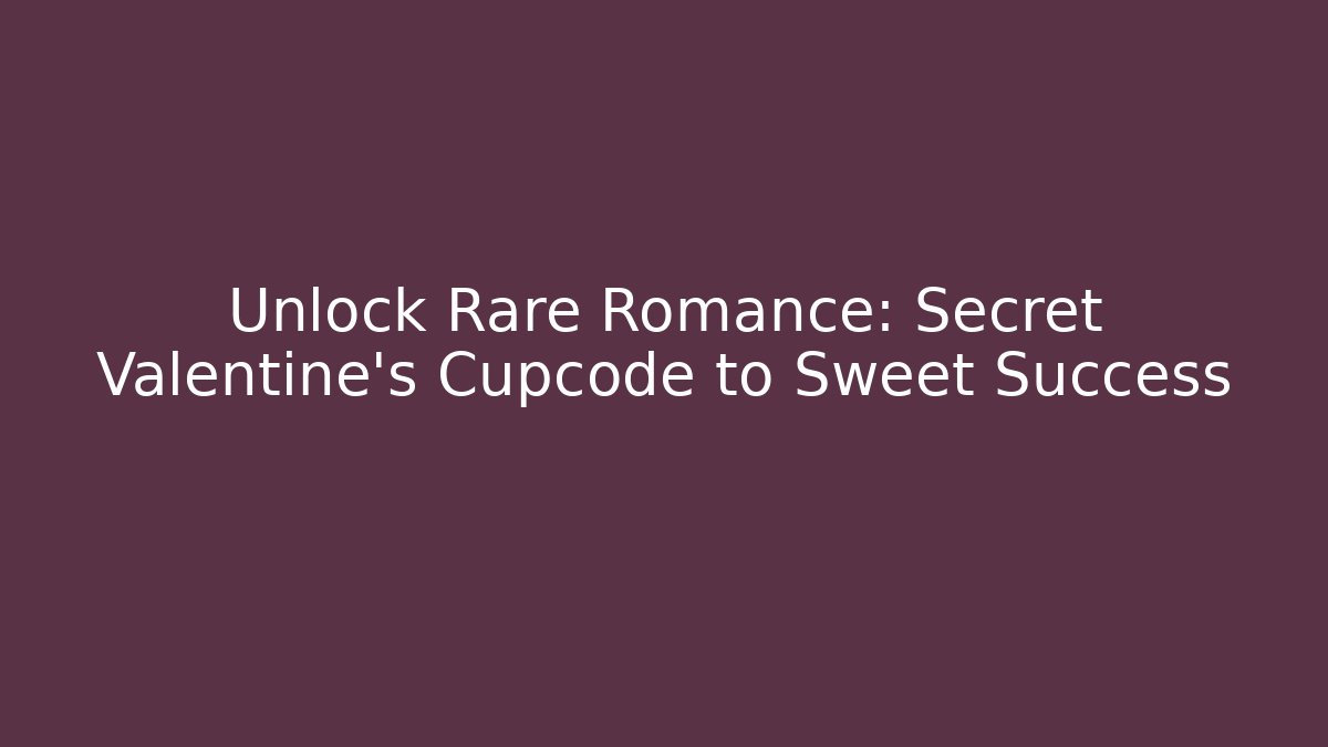 Unlock Rare Romance: Secret Valentine's Cupcode to Sweet Success