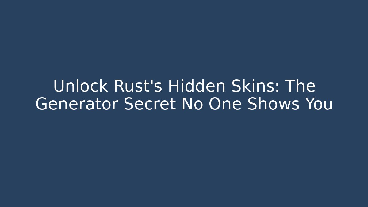 Unlock Rust's Hidden Skins: The Generator Secret No One Shows You