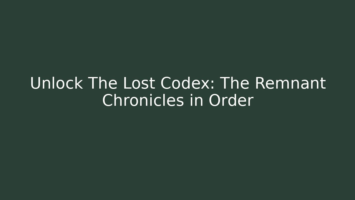 Unlock The Lost Codex: The Remnant Chronicles in Order
