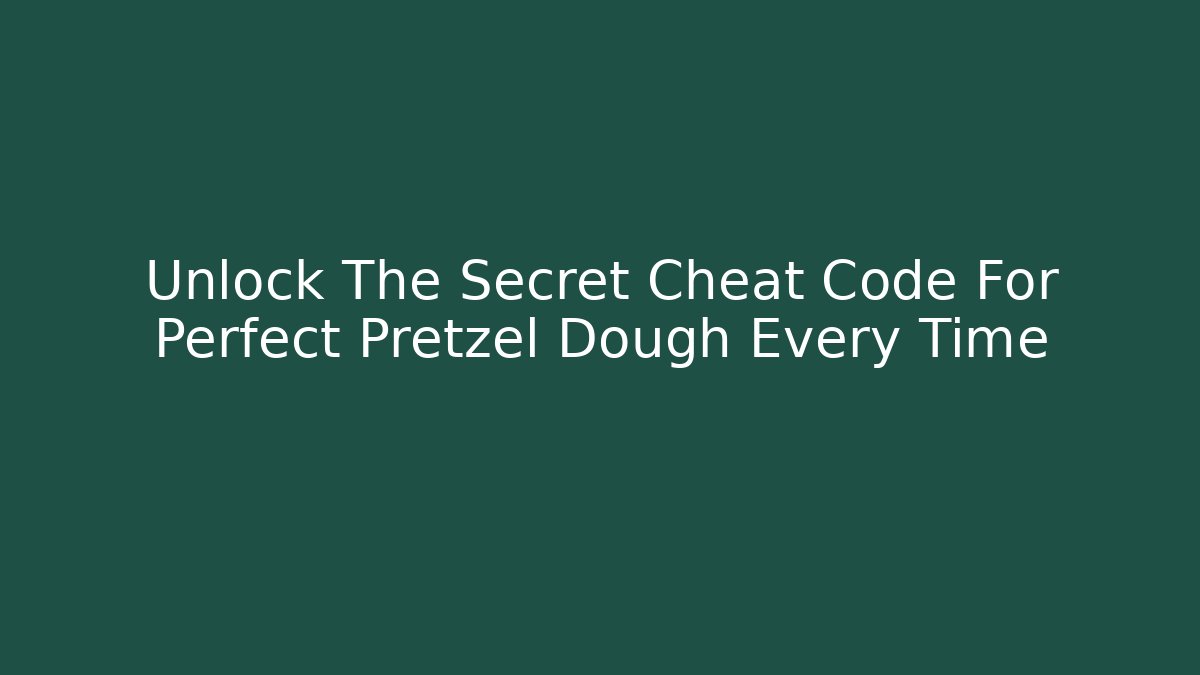 Unlock The Secret Cheat Code For Perfect Pretzel Dough Every Time