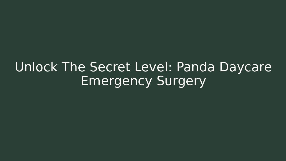 Unlock The Secret Level: Panda Daycare Emergency Surgery