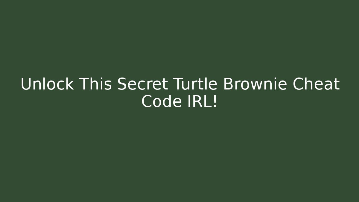 Unlock This Secret Turtle Brownie Cheat Code IRL! - Critter Realm