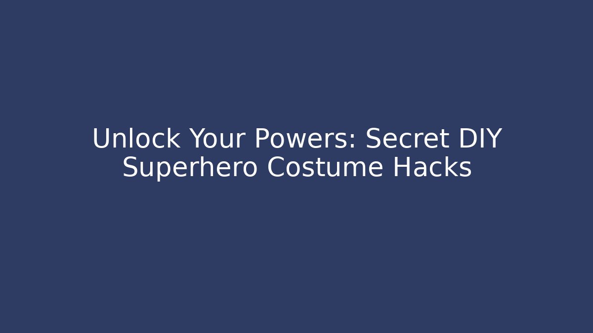 Unlock Your Powers: Secret DIY Superhero Costume Hacks - Critter Realm