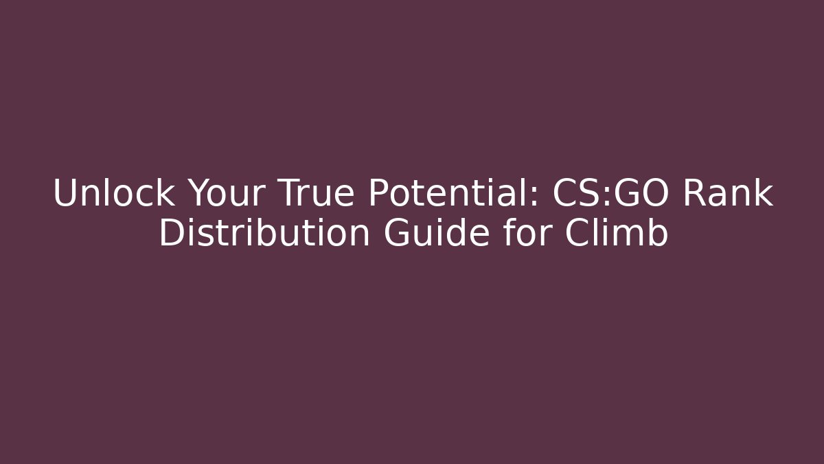 Unlock Your True Potential: CS:GO Rank Distribution Guide for Climb - Critter Realm