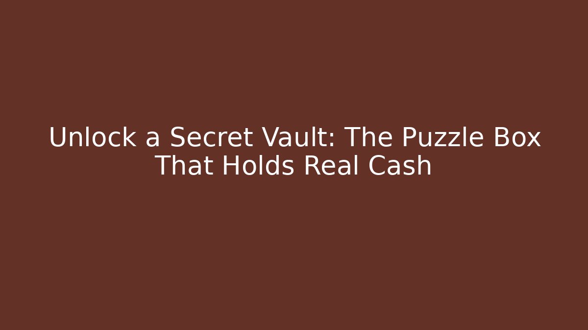 Unlock a Secret Vault: The Puzzle Box That Holds Real Cash