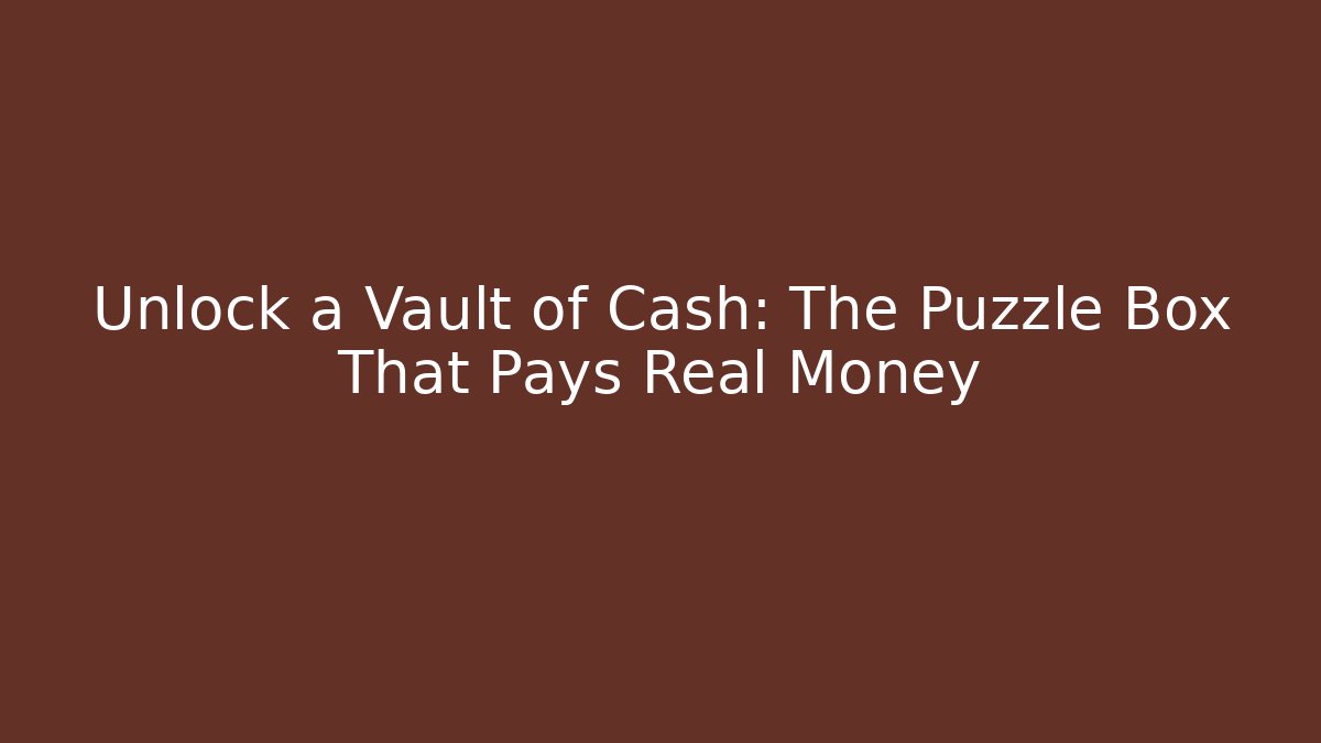 Unlock a Vault of Cash: The Puzzle Box That Pays Real Money - Critter Realm