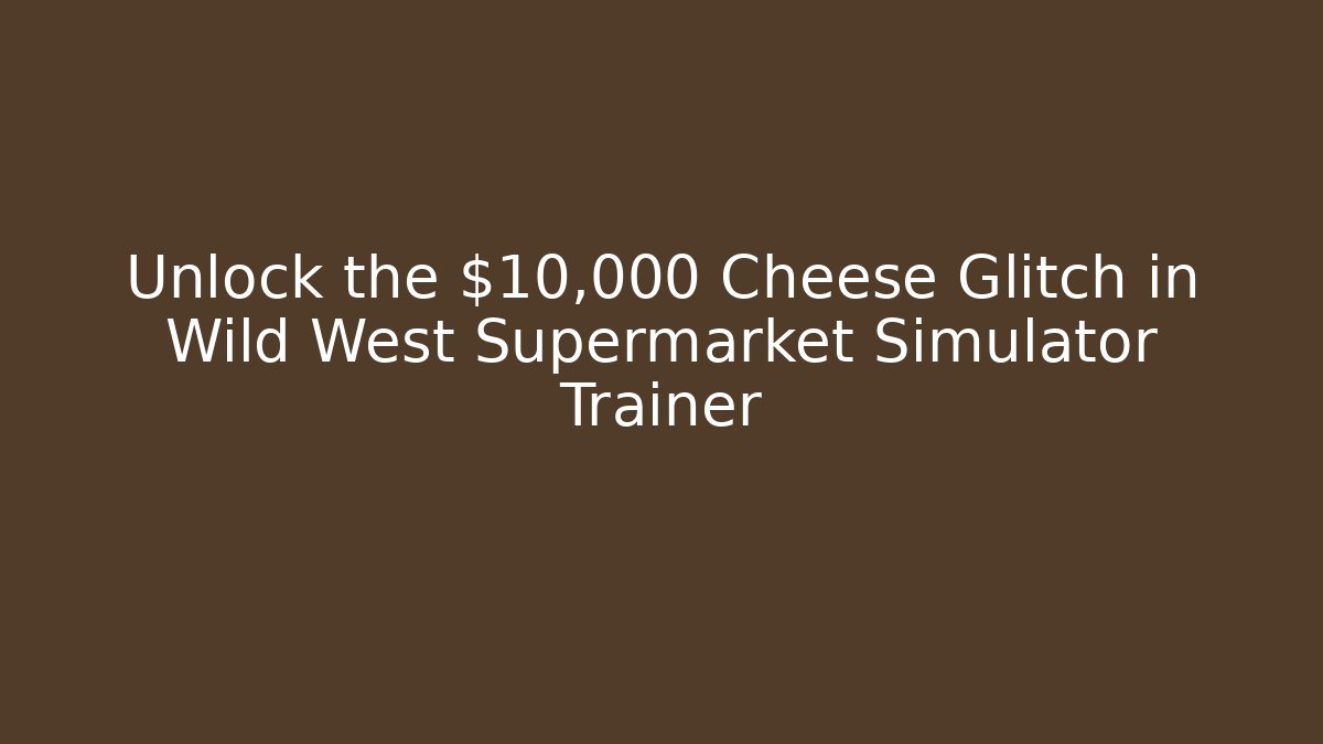 Unlock the $10,000 Cheese Glitch in Wild West Supermarket Simulator Trainer