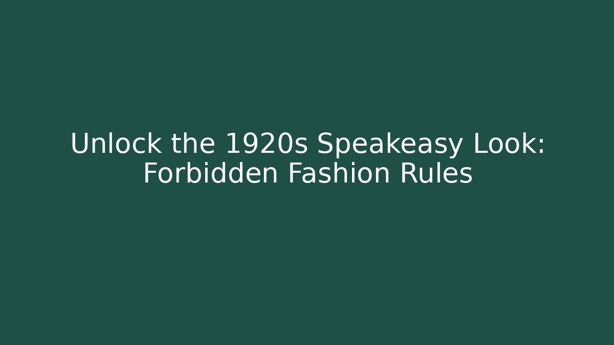 Unlock the 1920s Speakeasy Look: Forbidden Fashion Rules - Critter Realm